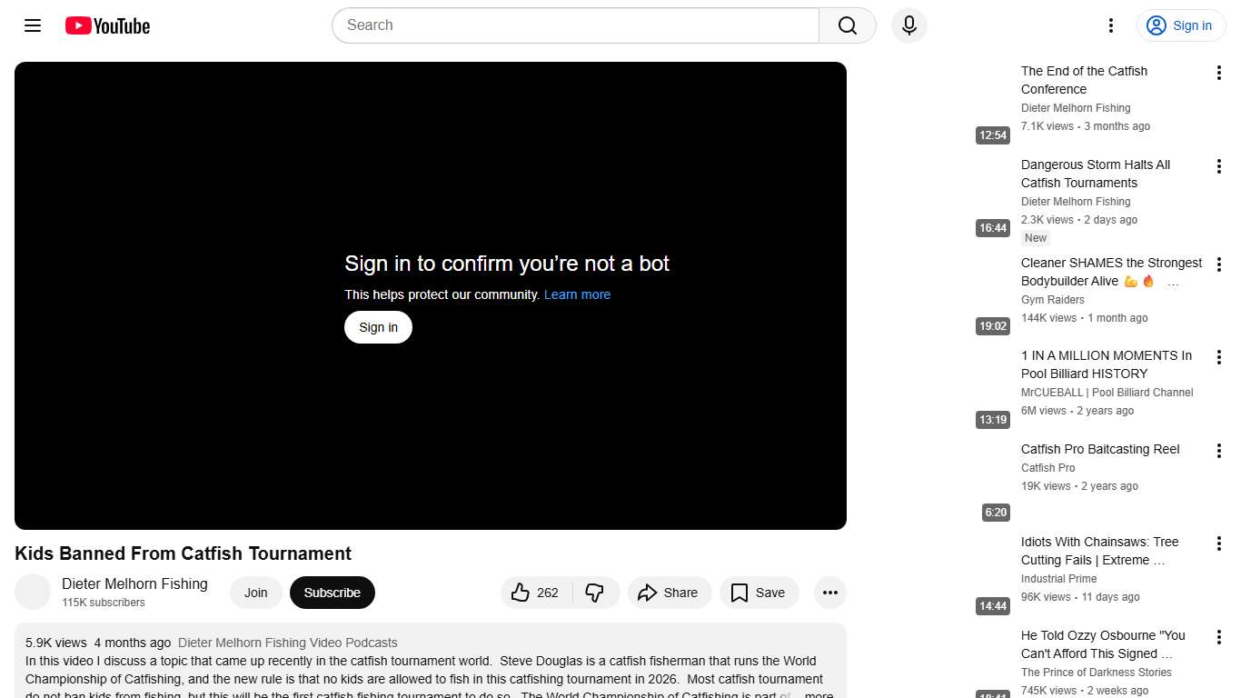 Kids Banned From Catfish Tournament - YouTube